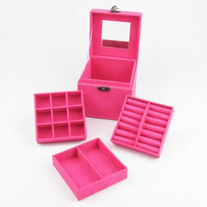 リングボックス・ディスプレイケース：アクセサリーコレクションボックス(ピンク）